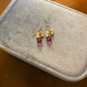 Elegant Gold and Pink Drop Earrings